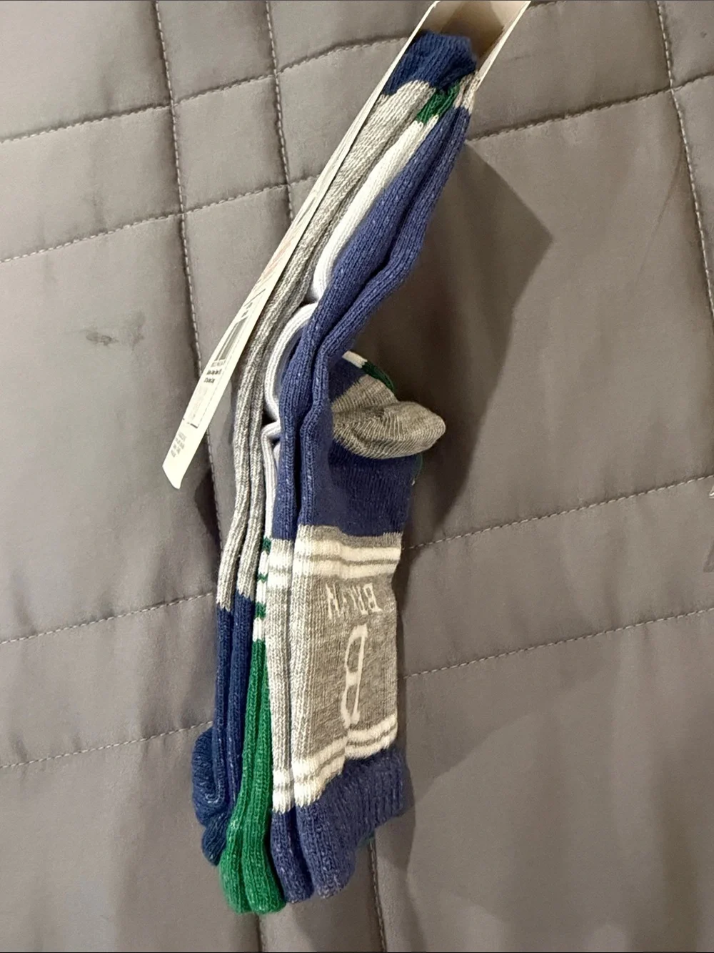 Blue, Gray & Green Crew Socks - 3 Pack